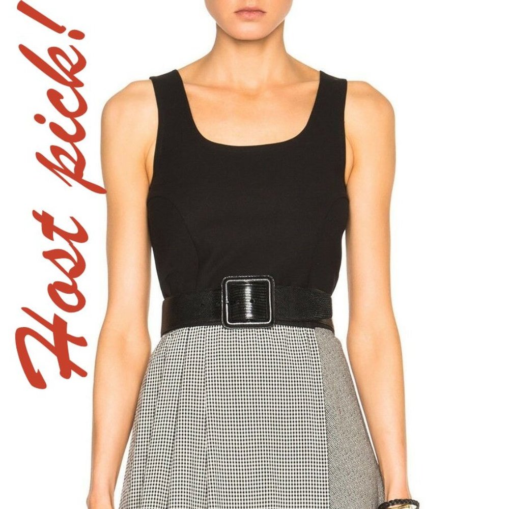 ISA ARFEN UK New Cropped Vest TOP Blouse Stretch Cotton Full Back Zip BLACK 🎉HP